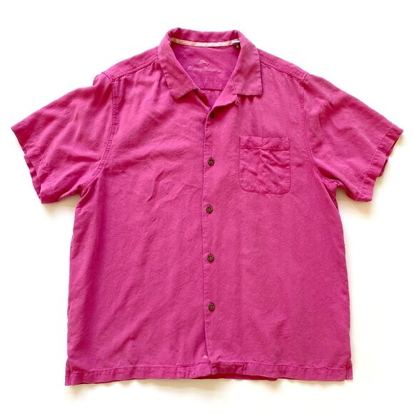 Tommy Bahama Mens Tropic Isles Silk Camp Shirt Size XL Pink Short Sleeve Resort - Picture 3 of 13